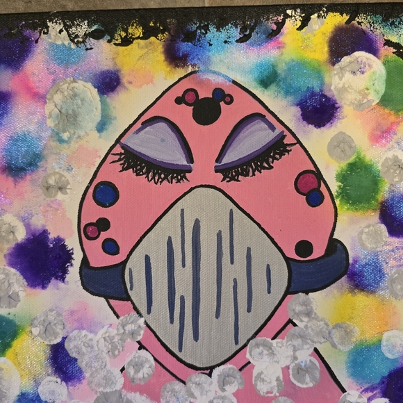 HANDCRAFTED Abstract Alien Painting HANDMADE Artwork HANDPAINTED Wall Art Decor - Picture 5 of 17